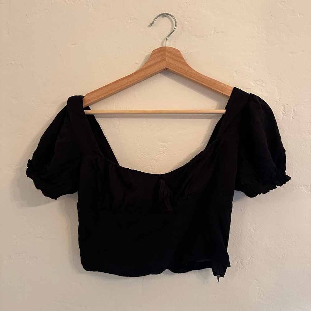 Urban Outfitters Black Puff Sleeve Top